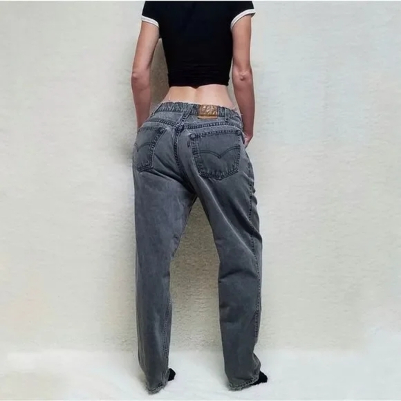 RARE Vintage Levi's 545 Orange Tab Black Raw Cut Stone Wash Loose Fit Jeans - Picture 3 of 14